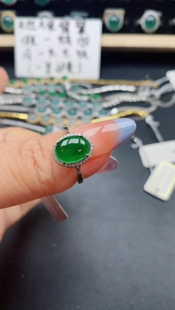翡翠戒指银S925镶嵌321321
