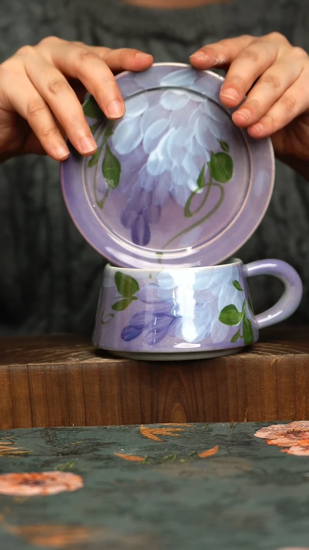 杯釉下彩手工手绘同款陶器