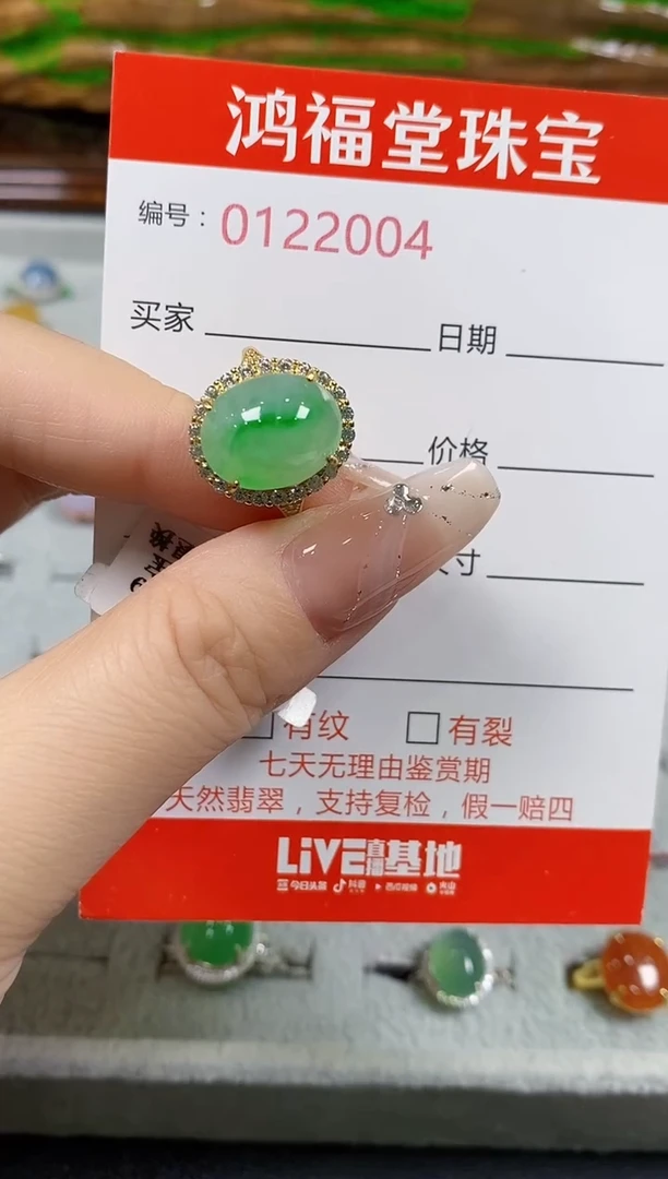 翡翠戒指银S925镶嵌2004