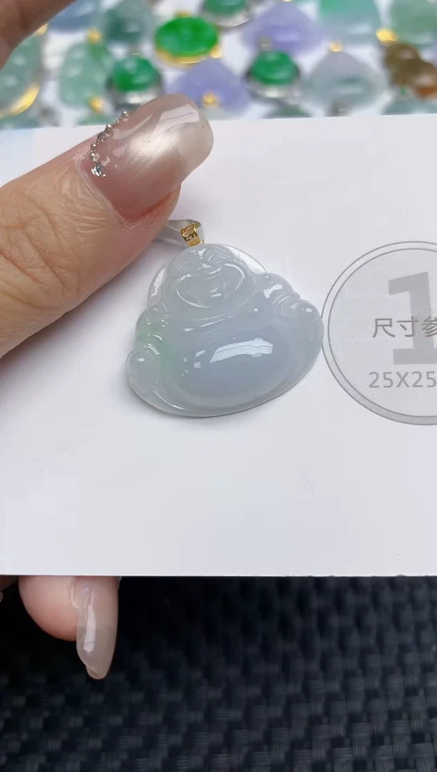 颈饰18K金镶嵌翡翠 天然缅甸A货翡翠百元以上9元证书费自理