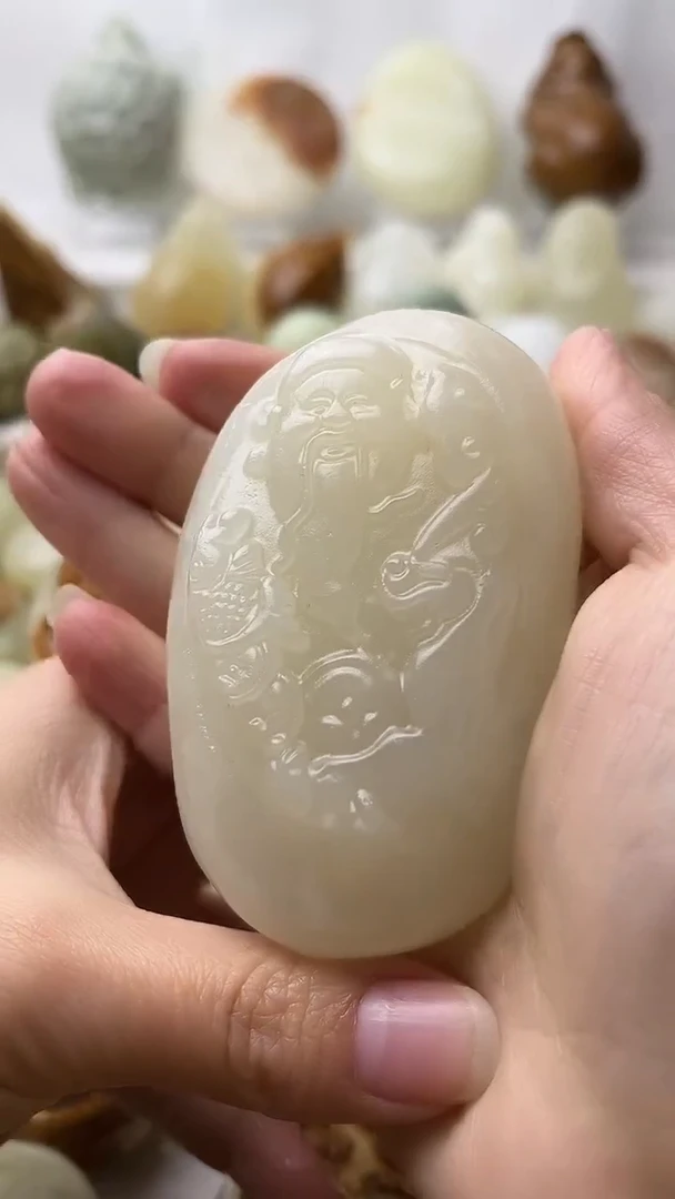 石材古青石棉纹正常不退换财神微瑕