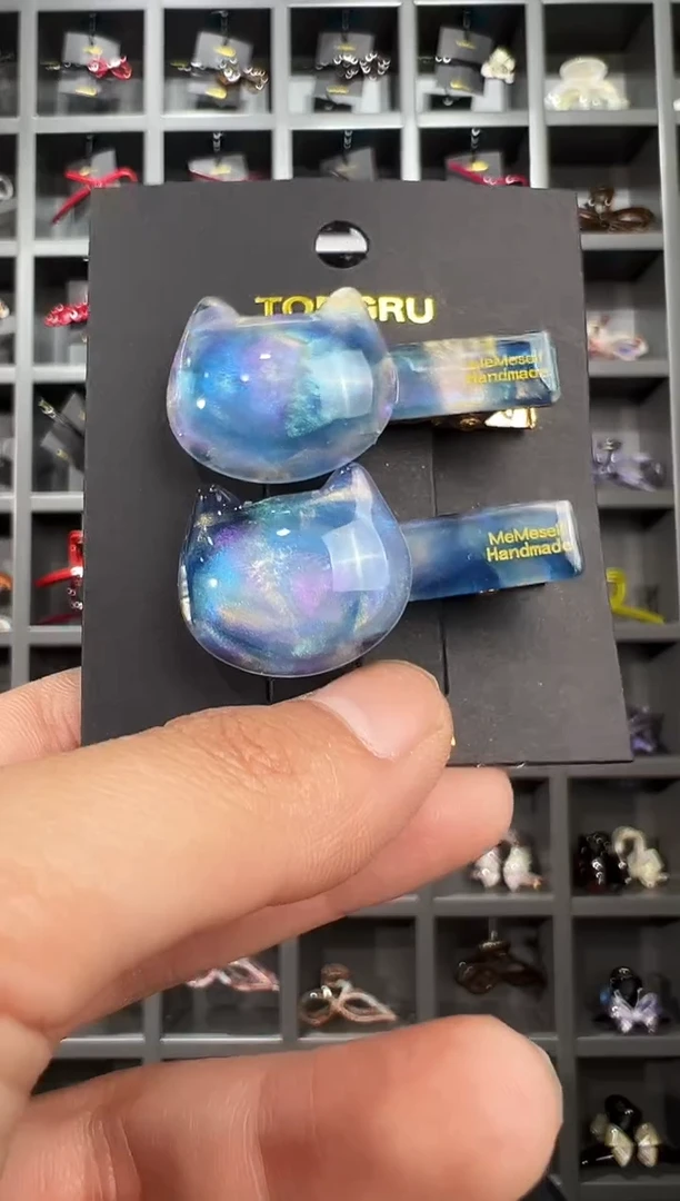 醋酸非金属韩国醋酸品牌发饰简约小猫鸭嘴边夹一对