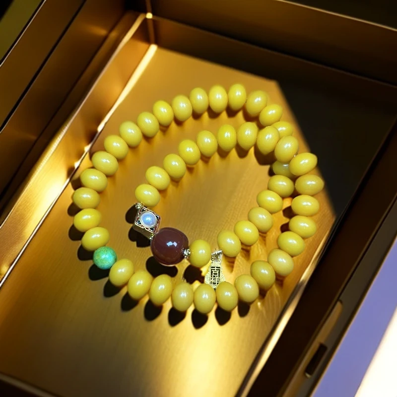 黄菩提双圈精品手串