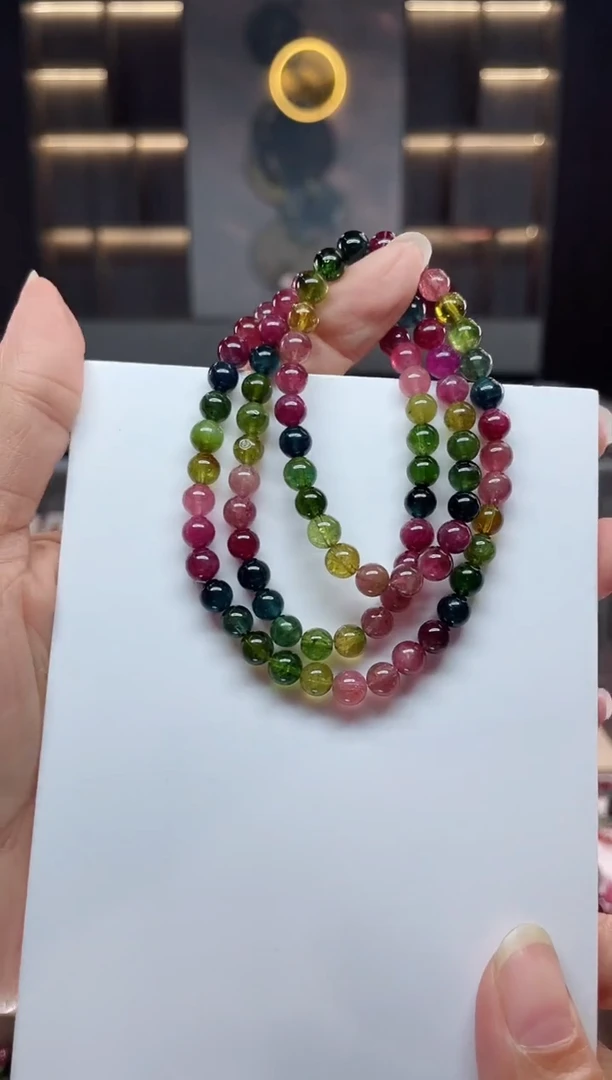 未镶嵌老矿碧玺三圈手串6mm+碧玺（多样性发一条）Q