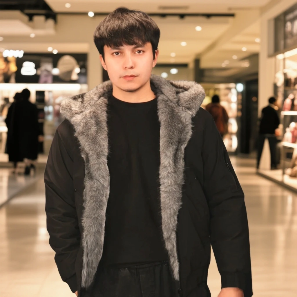 4 连帽本布下摆男字母厚款棉服棉衣休闲加绒男士加厚保暖