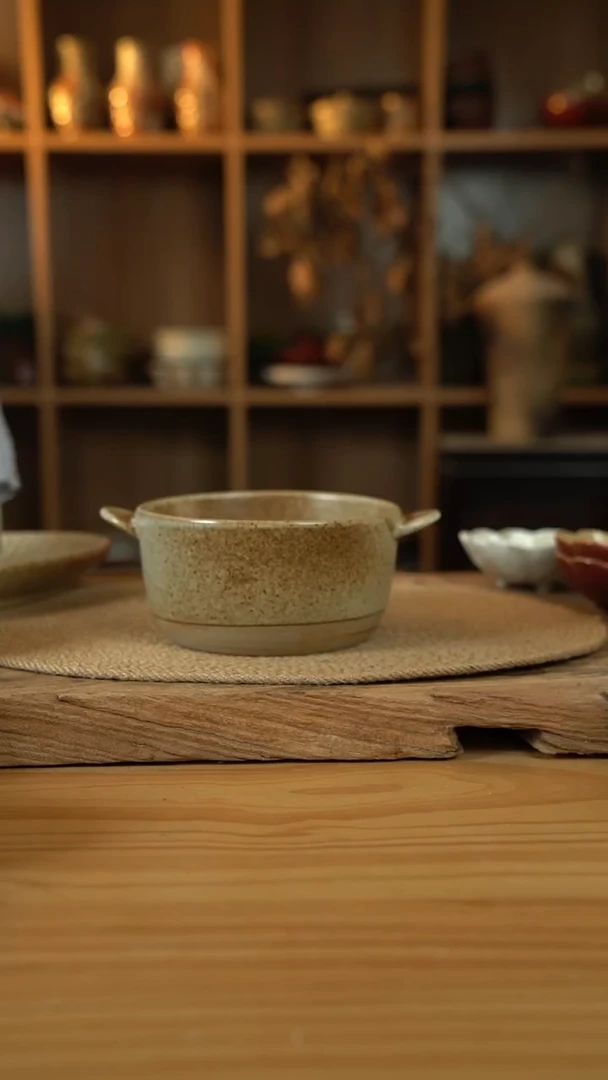 奶奶系列的双耳拼色泡面桶1个