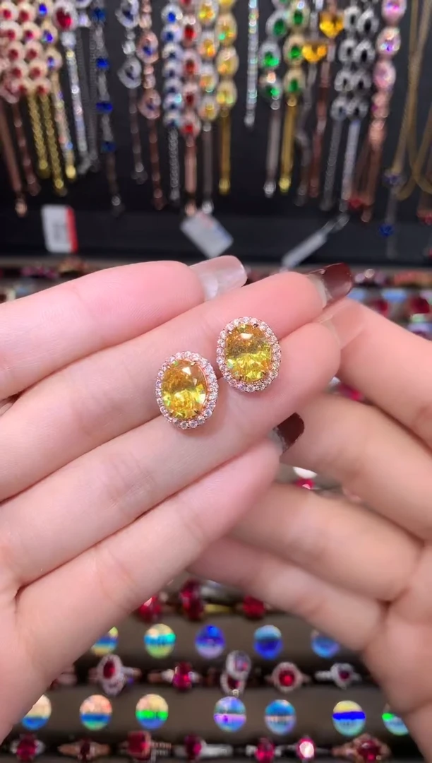 【闪购商品】水晶耳饰银S925镶嵌玫瑰金810  高温优化/合成处理