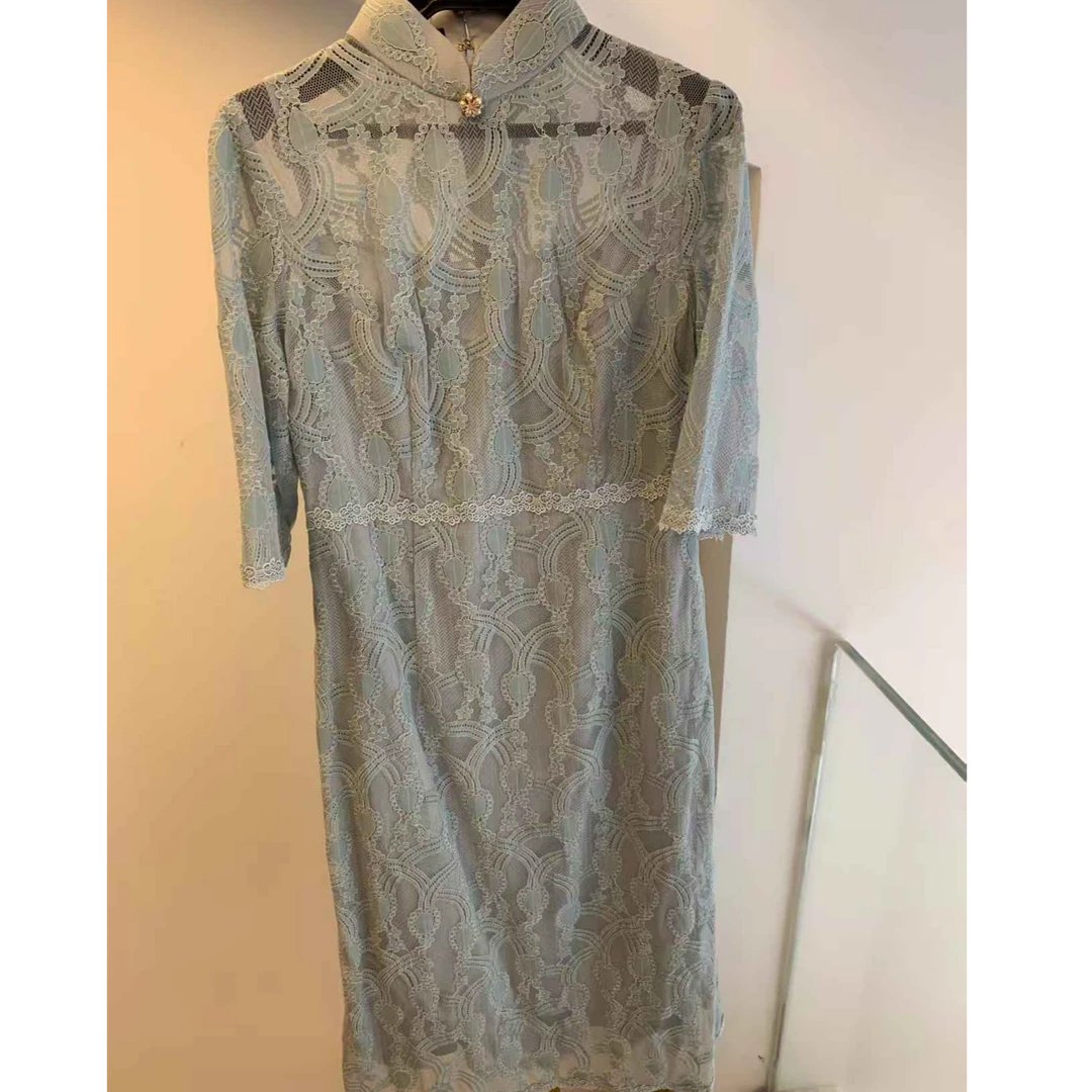 凤禧专柜正品蕾丝春秋优雅礼服裙法式1旗袍修身气质