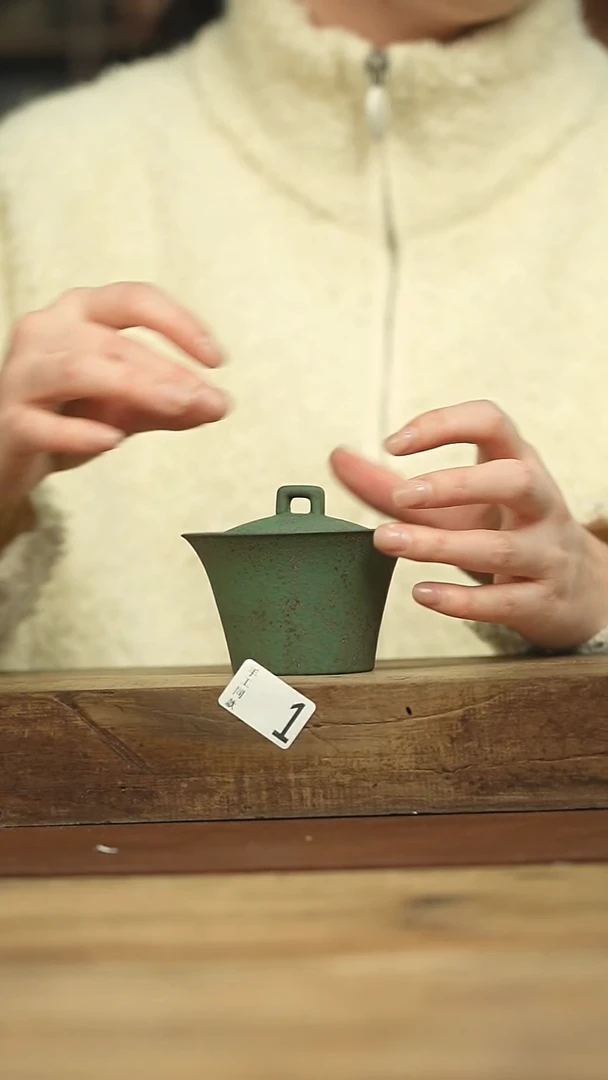 设计师手作款 苔藓绿盖碗