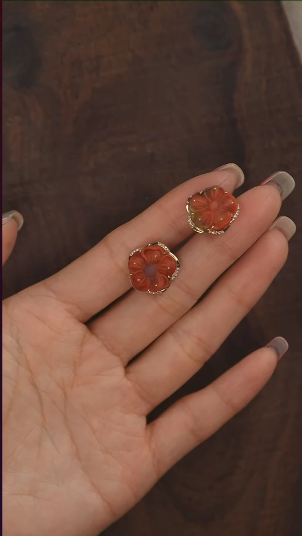 18K金镶嵌卡子南红玛瑙s5418-定制多样性发其一