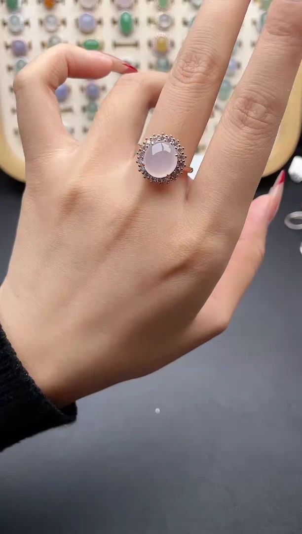 【闪购商品】翡翠戒指银S925镶嵌一物一证一礼盒