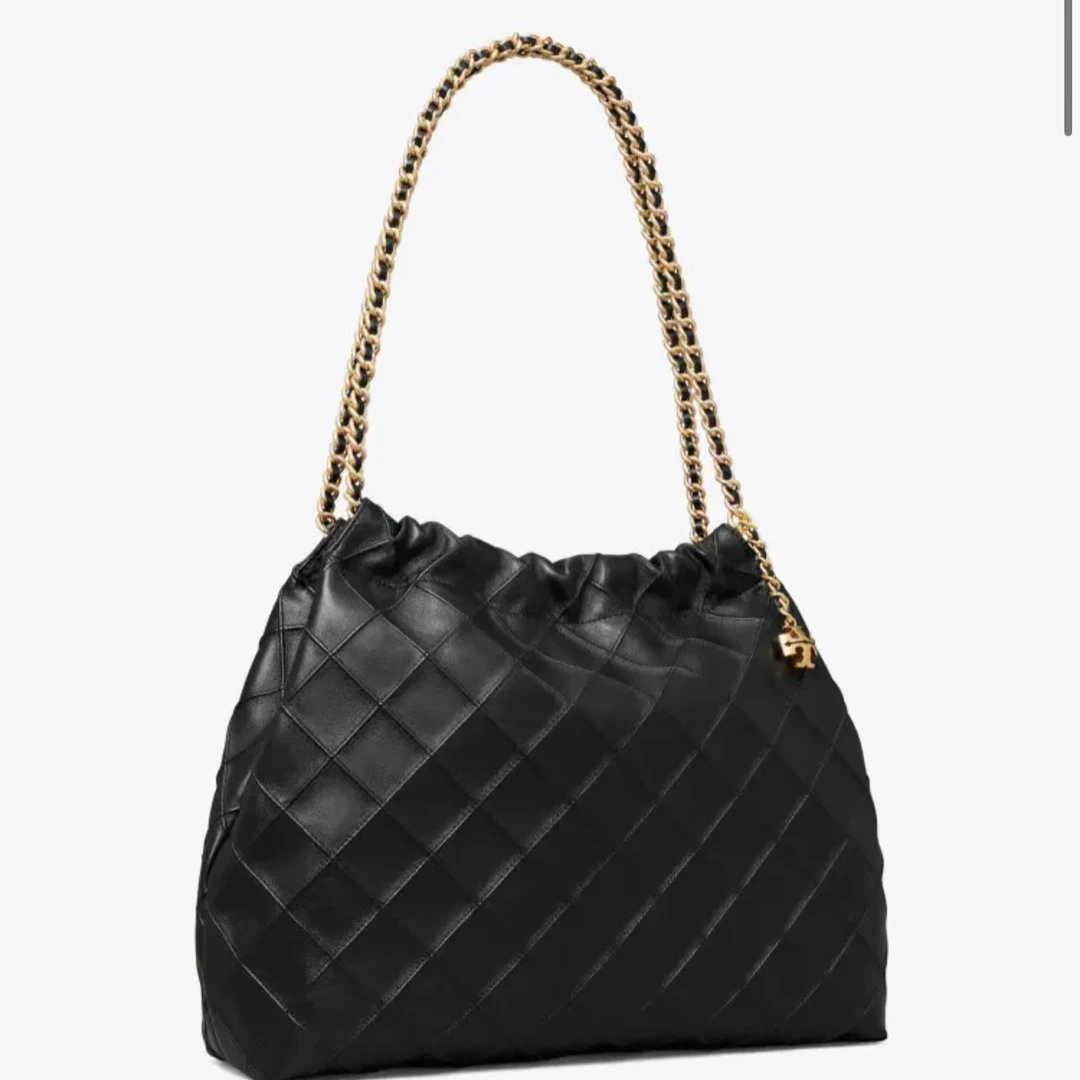 tory burch/汤丽柏琦 黑色大号垃圾袋hobo 162450-001SD