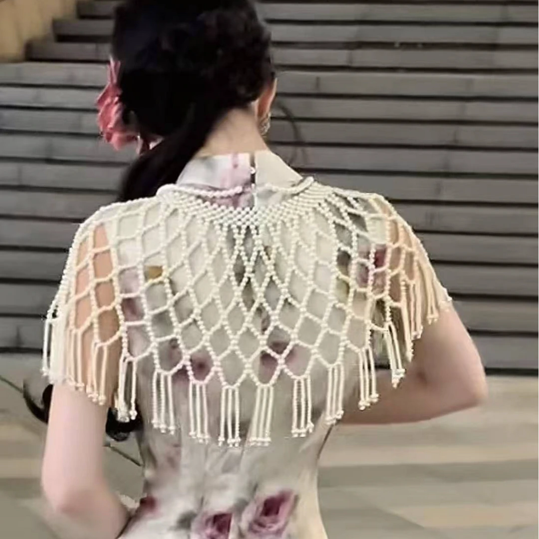 LHMknk1画报夫人原创自制新中式国风珍珠云肩披肩