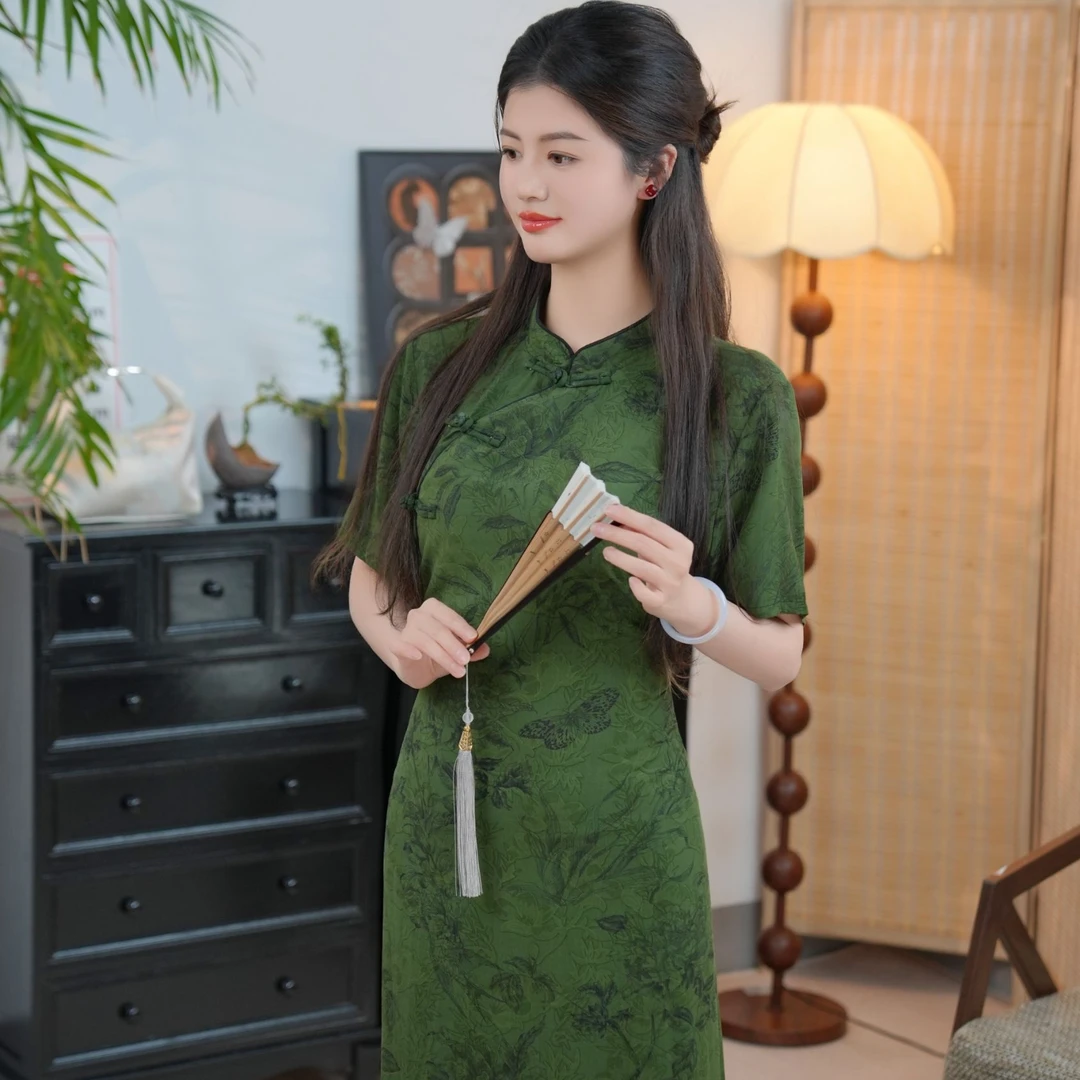 花筵笑2025新中式旗袍显瘦短袖夏季宽松
