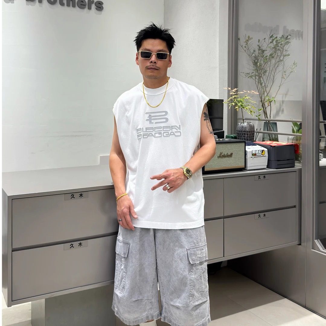 字母印花背心男外穿夏季时尚简约帅气上衣宽松休闲百搭无袖t恤潮