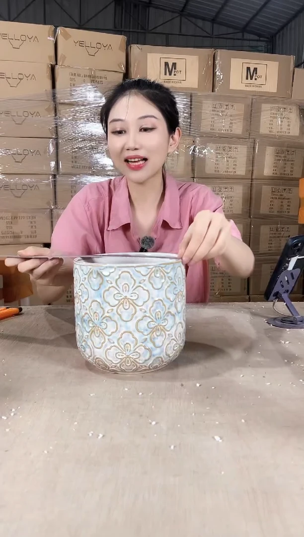 浮雕花朵梦幻蓝中号18x17