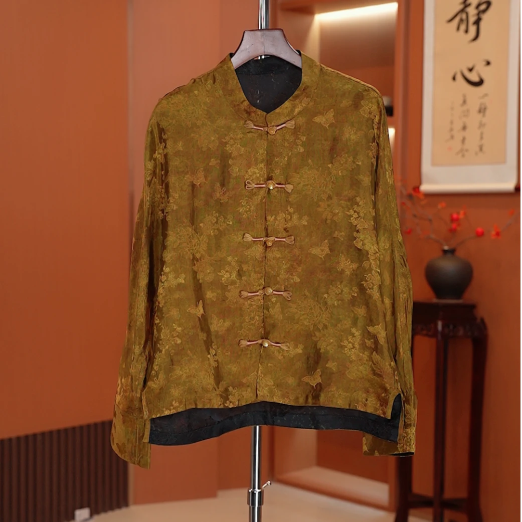 [金缕霞光-典藏]香云纱四经绞提花新中式外套