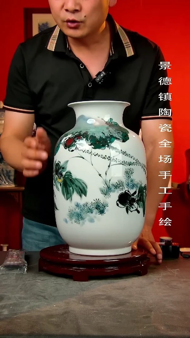 摆件景德镇陶瓷花瓶手工手绘