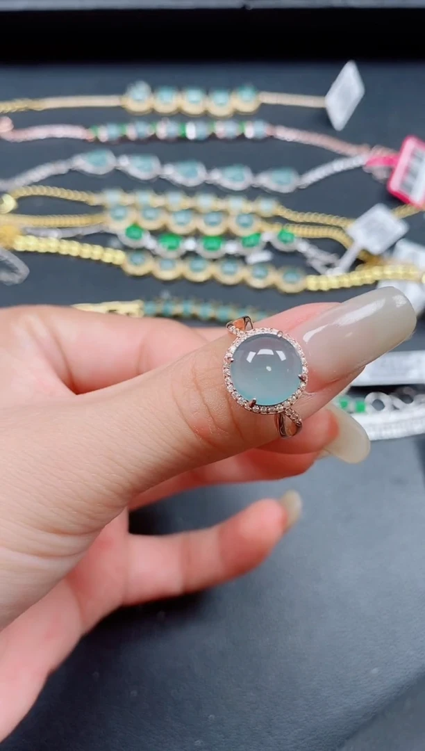 翡翠戒指银S925镶嵌1111