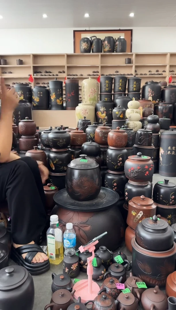 罐完品 线雕牡丹龙蛋茶叶罐  283