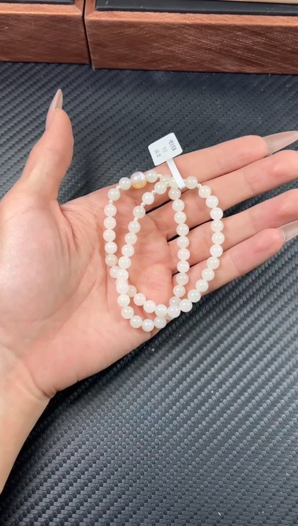 项链未镶嵌和田玉若羌微色差卡6双串