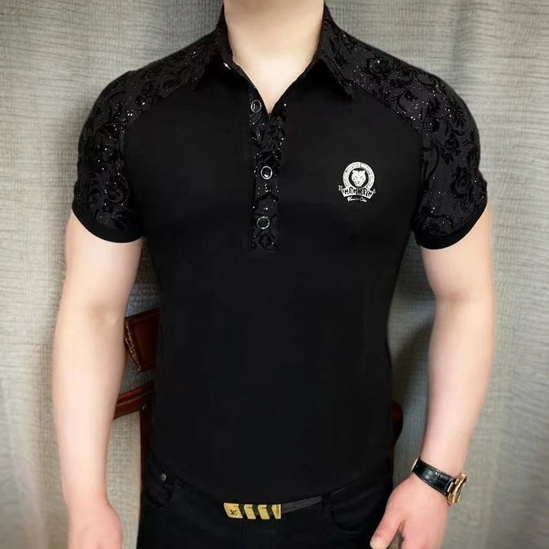 劲莱高品质2025夏季POLO衫半袖轻奢镂空提花翻领修身短袖T恤男装