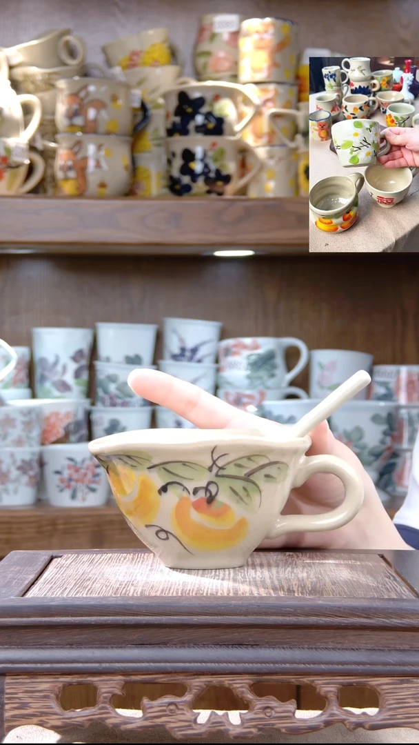 杯子景德镇手工陶瓷杯子2080送勺子