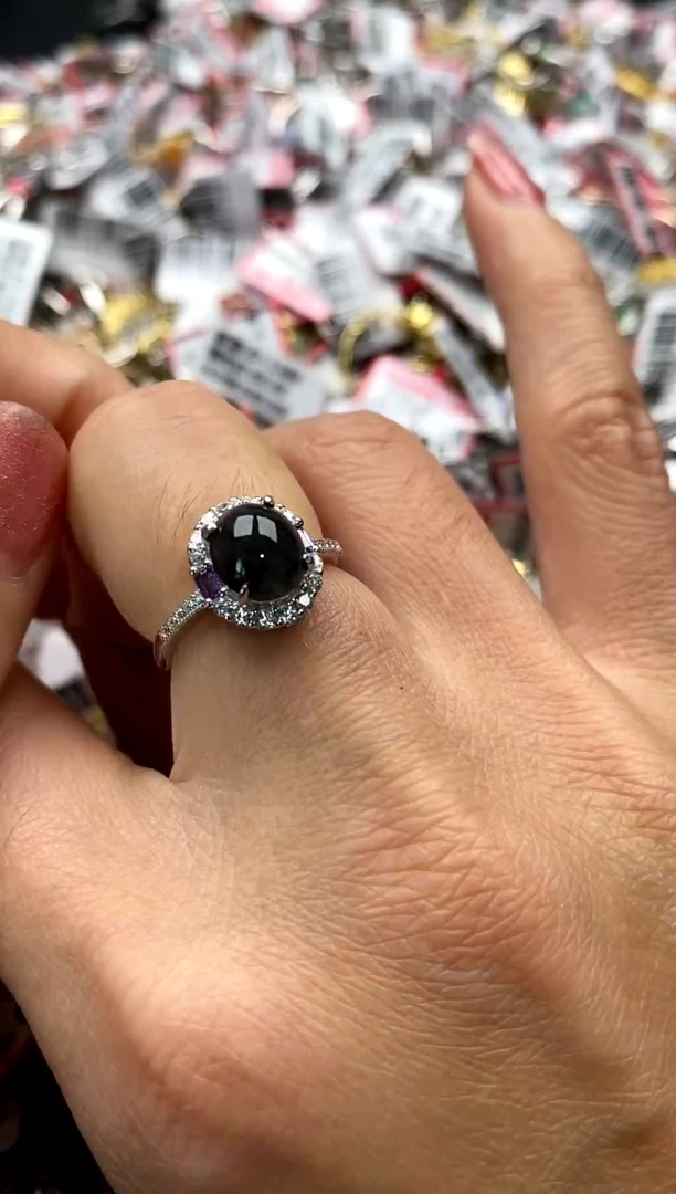 【闪购商品】翡翠戒指银S925镶嵌777777777     9