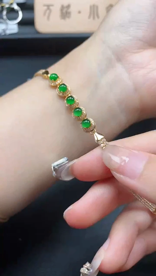 翡翠戒指银S925镶嵌5115-15
