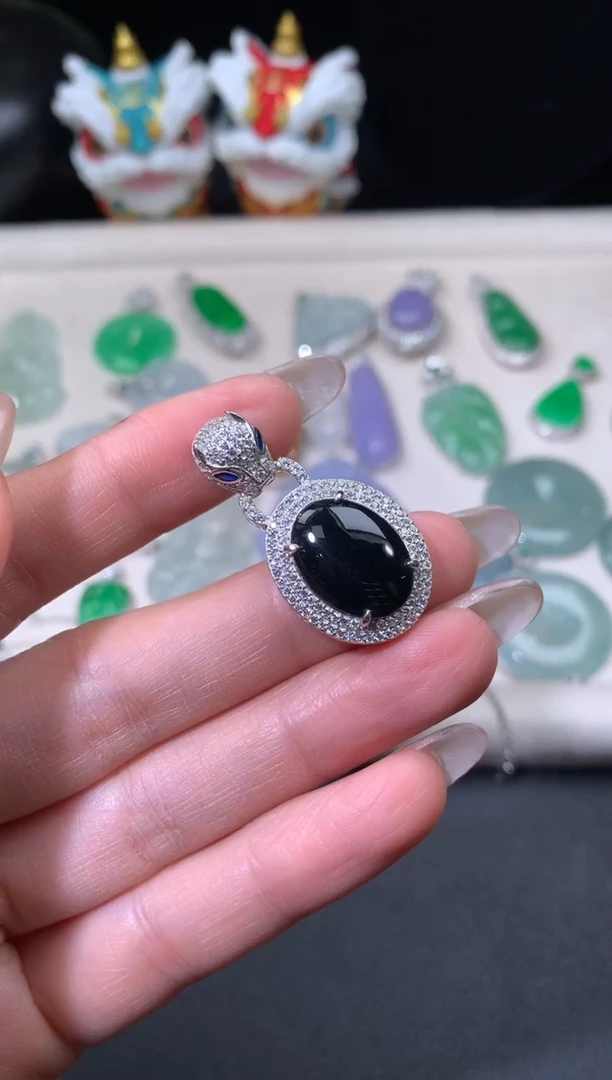 吊坠(不含链)银S925镶嵌翡翠翡翠