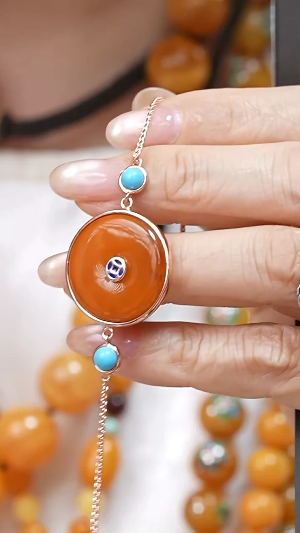 蜜蜡颈饰银S925镶嵌4104天然蜜蜡珠宝奇石云端妖孽石膏蜡全部保真