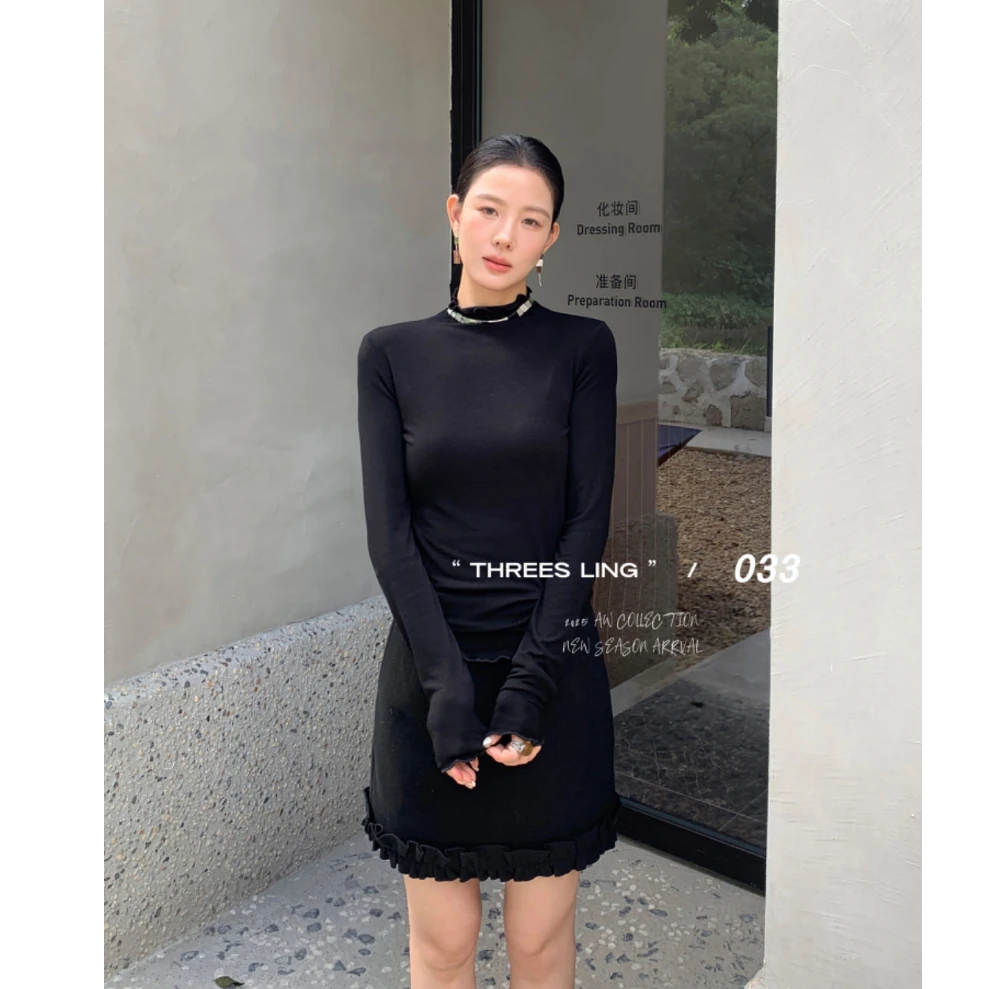 鑫燃KIKI 莱赛尔莫代尔圆领百搭针织衫 D414 033