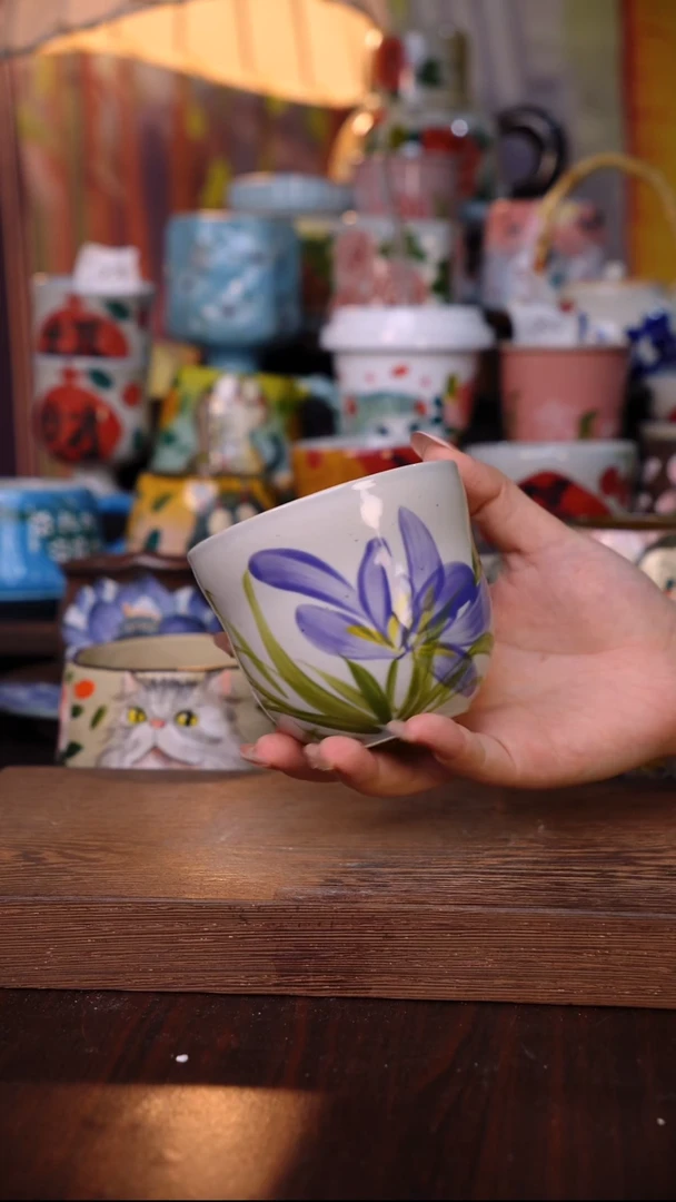 杯子陶泥垚手作 景德镇手工手绘陶瓷器物