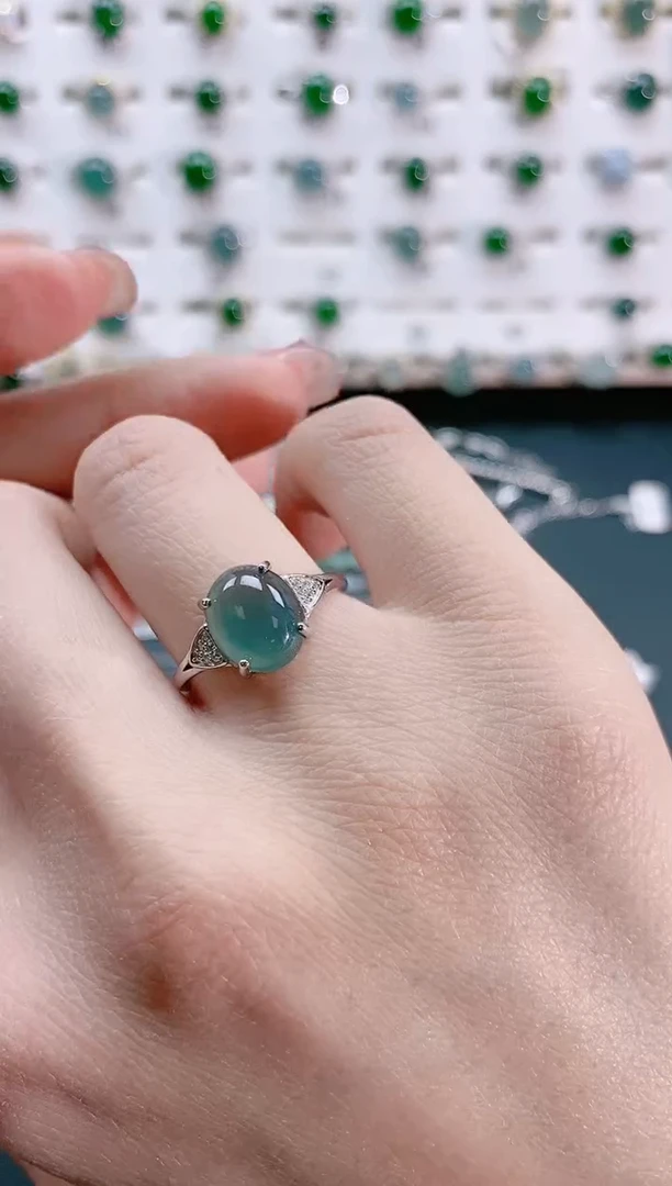 【闪购商品】翡翠戒指银S925镶嵌天然翡翠