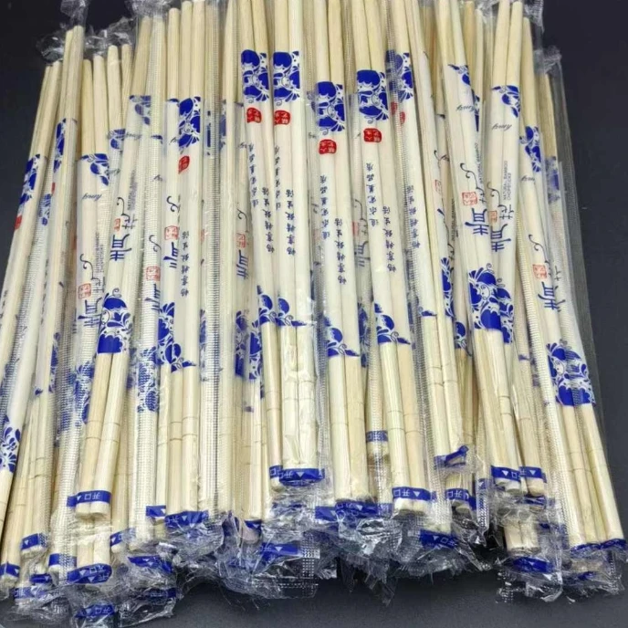 一次性筷子套青花膜外卖饭店竹筷专用卫生快餐独立包装加长竹筷