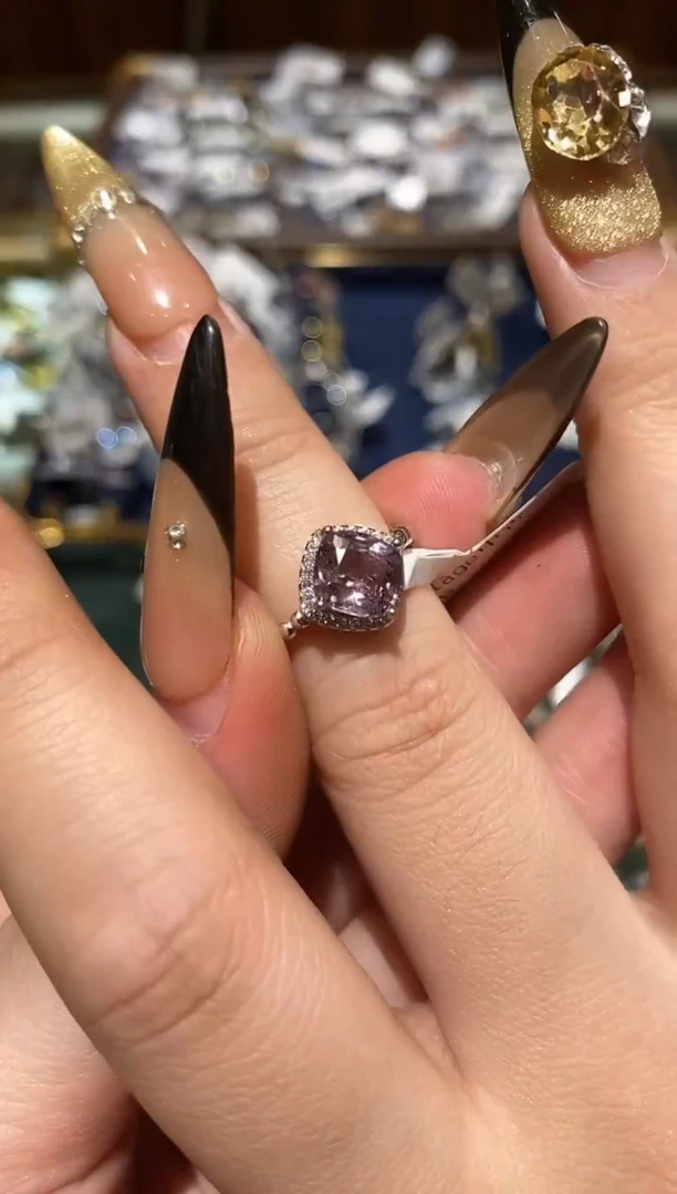 银S925镶嵌戒指尖晶石楚楚珠宝中古甄选不退换