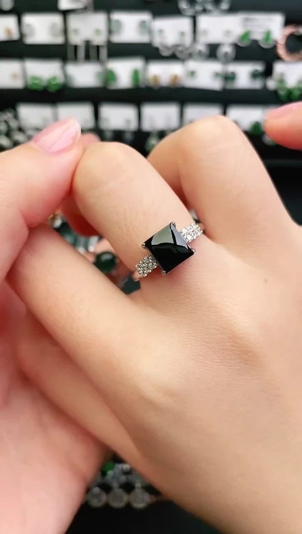 银S925镶嵌戒指翡翠0