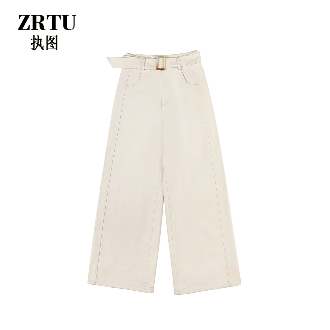ZRTU 阔腿裤秋季长裤高腰设计师百搭潮流休闲裤