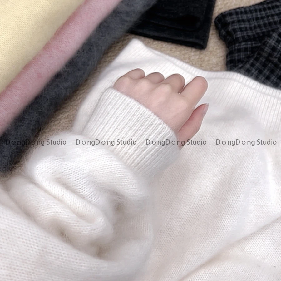 必入！大角羊拉绒！纯色半高领套头宽松长袖针织衫保暖厚毛衣 7163