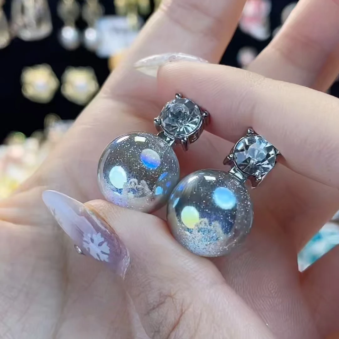 合金亚克力耳饰 2093珍珠炫彩星空气质轻奢复古精致镶嵌奢华耳钉