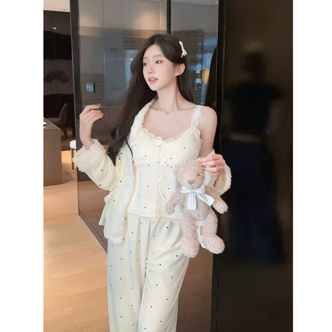【珍珠牛奶】2025秋冬爆款双面海岛绒女加厚保暖长袖睡衣高级开衫