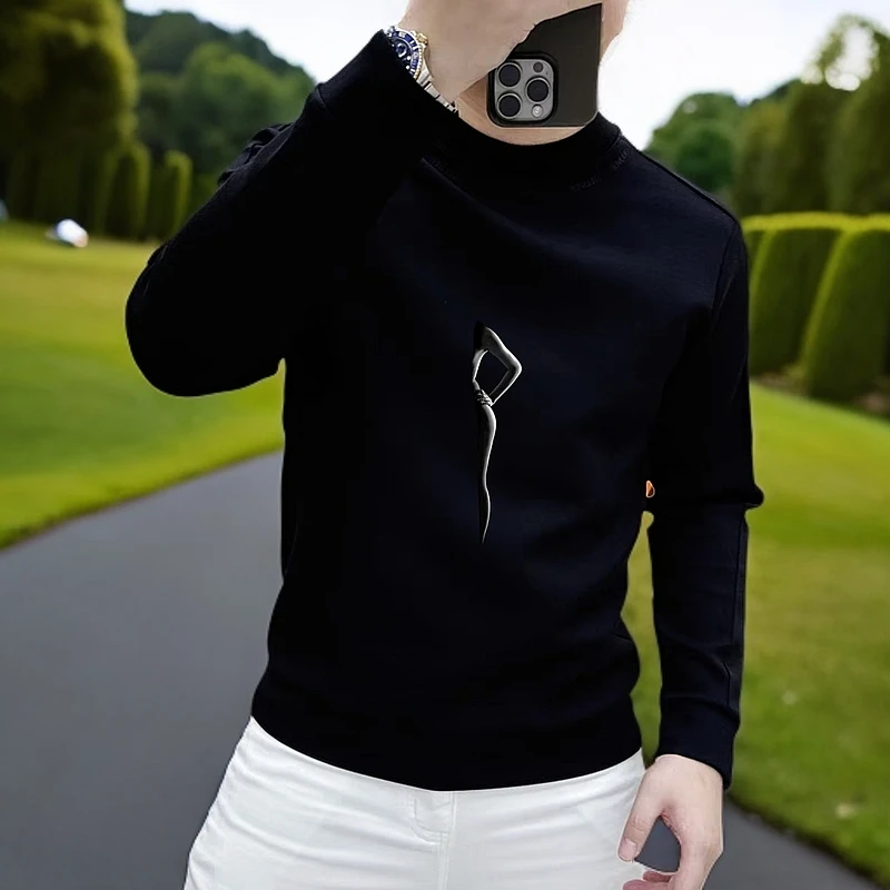 秋冬新款印花圆领男女同款潮牌百搭港风男士卫衣长袖高端情侣卫衣