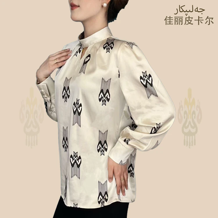 佳丽皮卡尔2025新款设计感民族风印花高级时尚百搭衬衣666