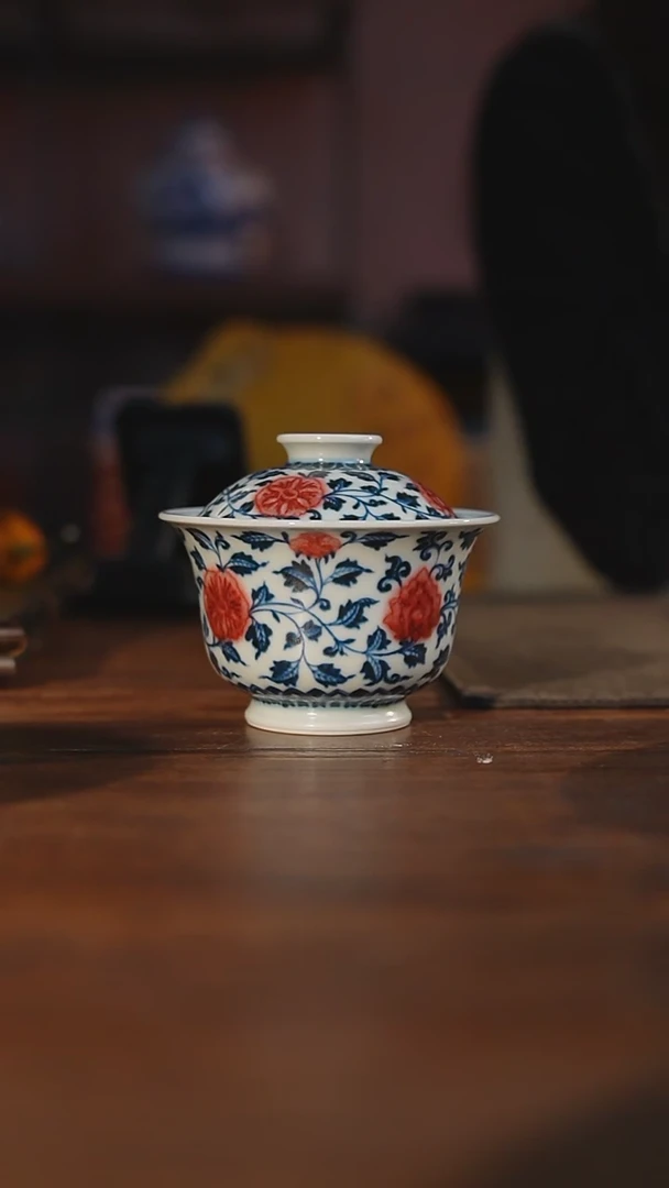 【闪购商品】杯器宇清玩釉里红盖碗