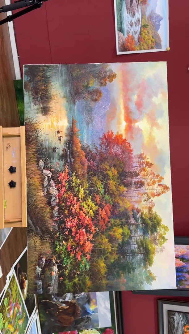 油画【原创·保真·带证书】朝鲜画家纯手绘油画作品  顺丰包邮