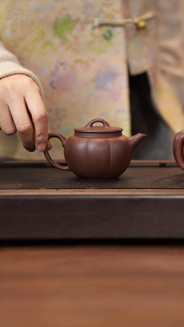茶壶紫砂月亮紫砂 南瓜 筋纹