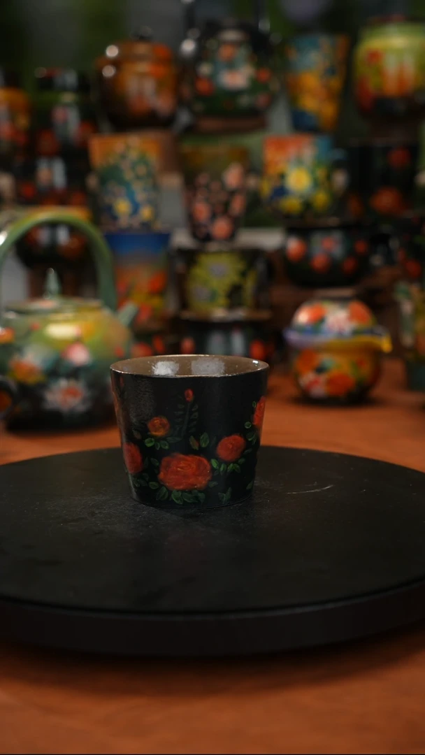 紫砂油画釉下彩手绘