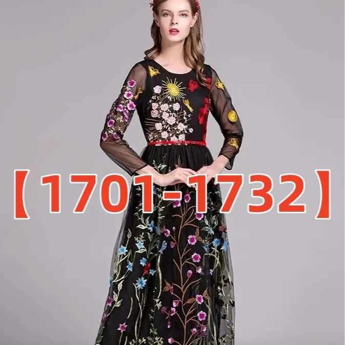 【1701-1732】MOJI台湾装设计师女装重工刺绣连衣裙时尚百搭款