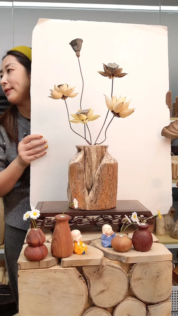 木香樟木实木花瓶