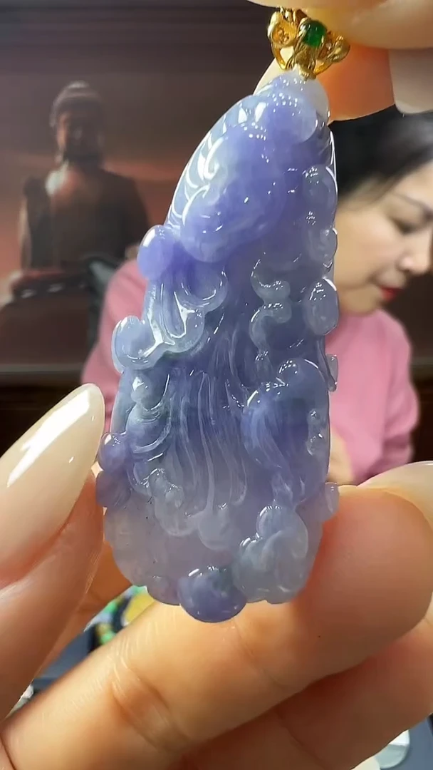 18K金镶嵌挂件翡翠白菜 不含链